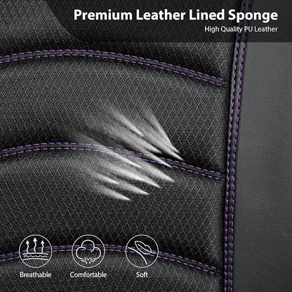 CAR PASS Comfortable 3D Foam Mesh Leather Car Seat Covers Front, Air Cool Mesh Breathable Front Seat Covers for Car, Universal for SUV Truck Sedan Automotive, Airbag Compatible,Black Purple