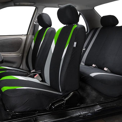 FH Group Front Set Cloth Car Seat Covers for Low Back Car Seats with Removable Headrest, Universal Fit, Airbag Compatible Seat Cover for SUV, Sedan, Van, Green