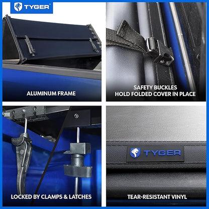Tyger Auto T3 Soft Tri-fold Truck Bed Tonneau Cover Compatible with 2019-2023 Ford Ranger | 5' Bed | TG-BC3F1066 | Vinyl, Black