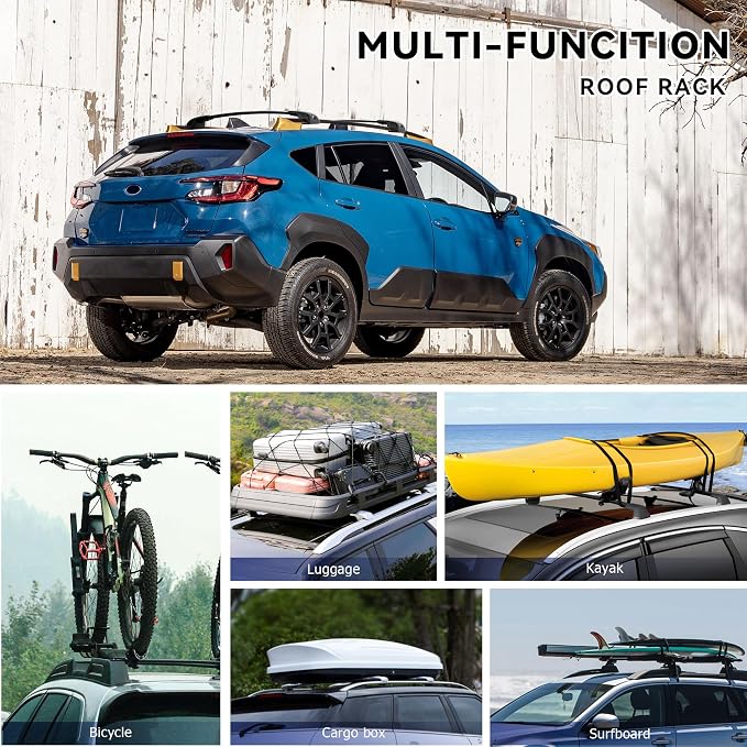 FLYCLE 300Lbs Lockable Roof Rack Crossbars Compatible with 2024 2025 2026 Subaru Crosstrek Wilderness, Heavy Duty Aluminum Anti-Corrosion Cross Bar Fit Luggage Luggage Kayaks Bicycles Snowboard