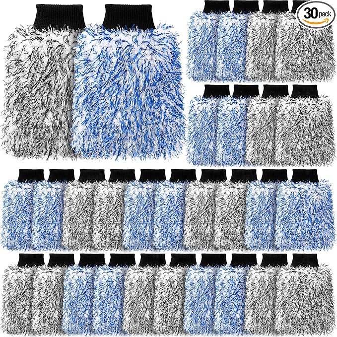 LemonRoad 30 Pcs Microfiber Car Wash Mitts Scratch Free Wash Mitts for Car Cyclone Microfiber Absorbent Detailing Washing Gloves Sponge Glove Cleaner for Wheel Trucks Home Cleaning Supplies