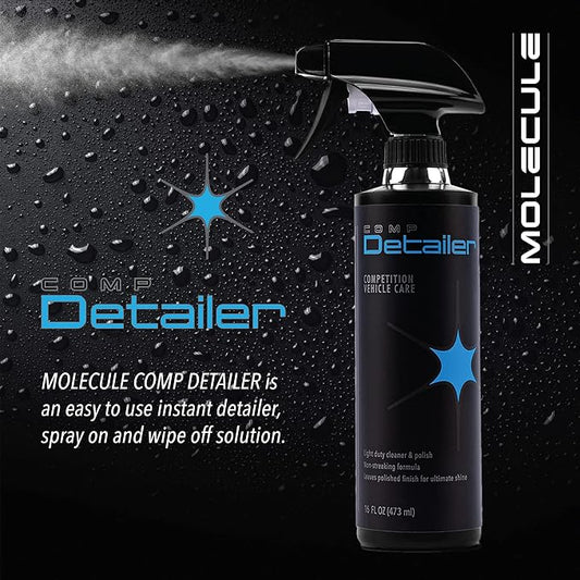 Molecule Competition Detailer Spray | Instant Car Shine Spray for Detailing Kits | Cleans & Polishes Auto Surfaces | Resists Dirt Buildup | Car Accessories Safe | 16 Ounces