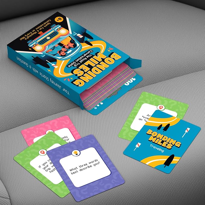 WELL BALANCED Bonding Miles – Road Trip Conversation Card Game for Kids, Teens & Adults, Car Game, Travel Essentials