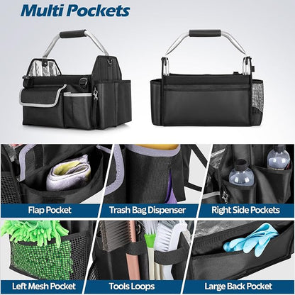HODRANT Wearable Detailing Caddy, Quick Load Collapsible Car Care Bag with Handle & Shoulder Strap, Detail Carry Organizer with Multi Pockets for Auto Cleaning Supplies & Vehicle Wash Tools, Bag Only