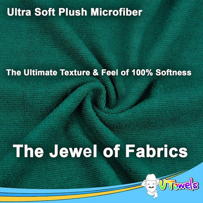 Cleaning Washcloth Towels - Large 27" x 16" Microfiber Rags - Highly Absorbent, Lint Free Streak Free for House, Kitchen, Car, Window Detailing Reusable Shop Towels (6-Pack, Forest Green)