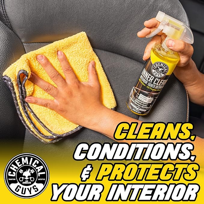 Chemical Guys InnerClean Interior Quick Detailer Cleaner and Protectant for Dashboards Door Panels Seats Trim and Surfaces Non Greasy Interior Car Cleaning Spray and Interior Detailer Spray 16 oz