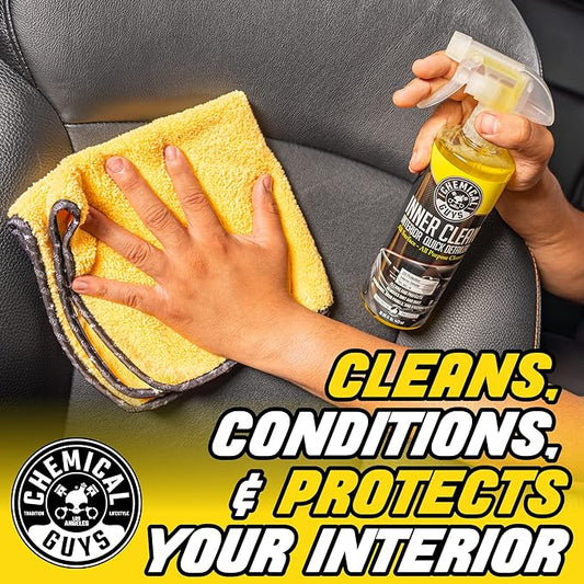 Chemical Guys InnerClean Interior Quick Detailer Cleaner and Protectant for Dashboards Door Panels Seats Trim and Surfaces Non Greasy Interior Car Cleaning Spray and Interior Detailer Spray 16 oz