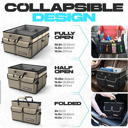 FORTEM Trunk Organizer For SUV Car Trunk Organizer, Foldable Storage, Car Accessories for Women Men, Collapsible Bag, 600D Oxford, Non Slip Bottom, Straps, Soft Cover (50L)