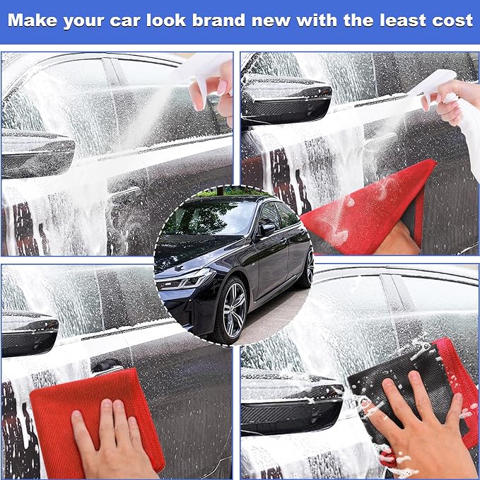 Clay Towel 2 Pack 12 x 12 Inch, Clay Bar Towel for Auto Detailing Microfiber Car Cloth Cleaner Automotive for Car Detailing (2, Red, 12 x 12 Inch)