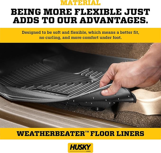 Husky Liners Weatherbeater Floor Mats | Fits 2016-2022 Toyota Prius, 2017-2021 Toyota Prius, Prime | 2nd Row, 1-pc Black - 14781