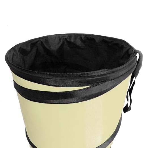 FH Group Automotive Waterproof Portable Collapsible Large Can Garbage Container fits Most Cars,Polyethylene, SUVs, and Trucks Beige Trash