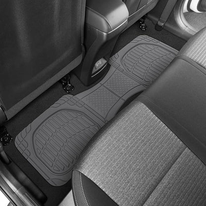 Motor Trend Original FlexTough Gray Rubber Car Floor Mats for 3 Row Vehicles, Front & Rear 2nd Row Deep Dish All Weather Automotive Heavy Duty Trim to Fit, Automotive Liners for Cars Truck Van SUV
