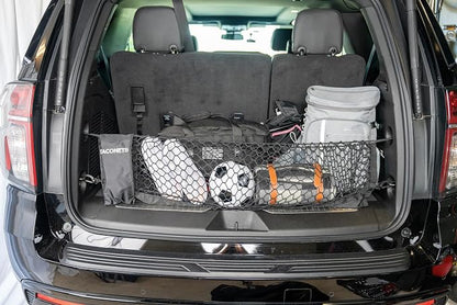 TacoNets Envelope Cargo Net for Suburban | Tahoe | Yukon/XL | Escalade/ESV - Fits 2015-Current - Upgraded 5mm Bungee - Integrated Storage Bag - Heavy Duty Hooks - Designed in USA