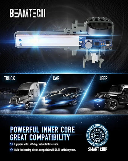 BEAMTECH 9006 Bulbs, HB-4 Fog Light, G-XPower Chips 500% Brighter Plug and Play, Pack of 2