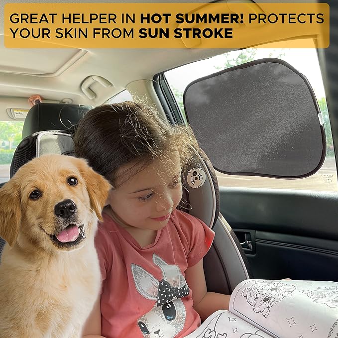EcoNour Car Side Window Shade for Baby - 2 Pack | Car Window Shade for Sun Glare, Heat and UV Protection | Rear Side Window Sunshade for Privacy Blackout Car Accessories | Medium (20"x12")