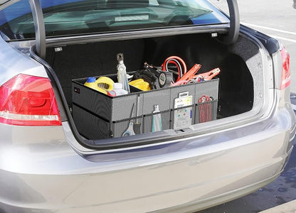 EPAuto Foldable Car Trunk Organizer for SUV, 3-Compartment with Removable Divider, Dark Gray