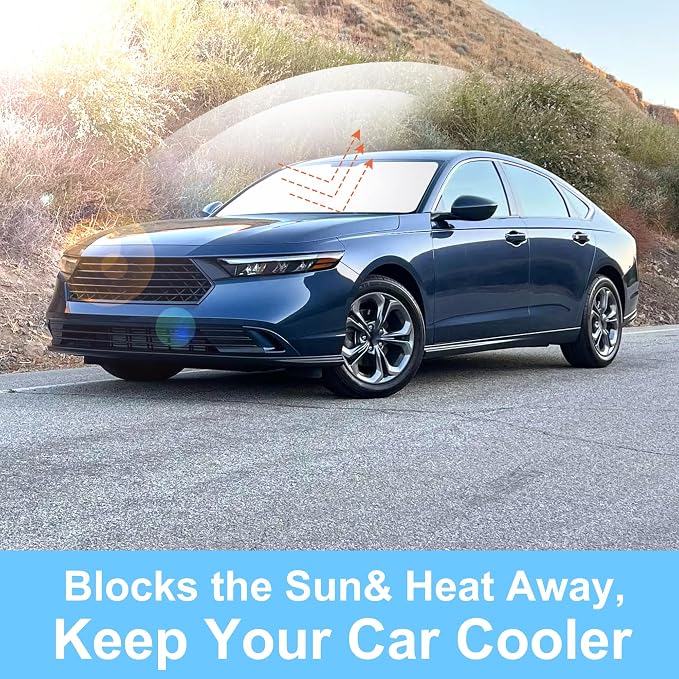 TINGLU Sun Shade for Honda Accord 2023 2024 2025 2026 Accessories Windshield Sun Shade Window Shade UV Rays Protection Sun Visor Cover with Steering Wheel Sunshade Storage Bag