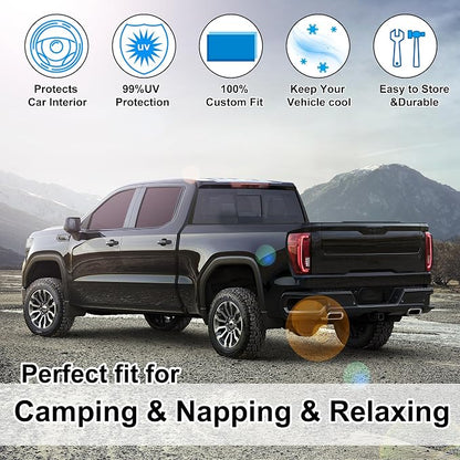 TINGLU Window Shades for GMC Sierra 1500 2500 3500 (SLT, AT4, Denali) 2019-2025 2026 5PCS Accessories Side Windows Cover Camping Windshield Sun Shade Sun UV Rays Privacy Protection