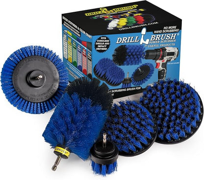 Grout Cleaner Kit - Bathroom Drill Brush Attachment Set - Household Cleaning Supplies - Shower Cleaner - Tub Scrubber - Toilet Brush - Spotless Tiles - Power Scrubbing Nylon Bristles