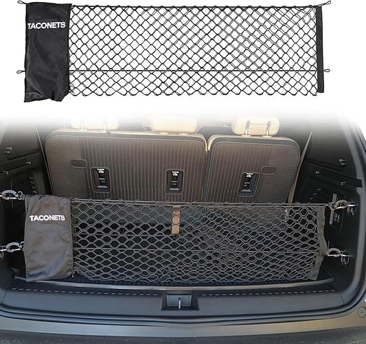 TacoNets Envelope Cargo Net for Acadia/Traverse/Enclave - Fits 2024-Current - Upgraded 5mm Bungee - Integrated Storage Bag - Heavy Duty Hooks - Designed in USA
