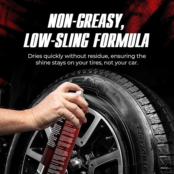 TEAM UNIQUE Tire Shine Gloss – 18.6 fl oz | High-Gloss Tire Shine Spray | UV Protection Against Cracking & Fading | Non-Greasy, Low-Sling Formula for Cars, Trucks & SUVs