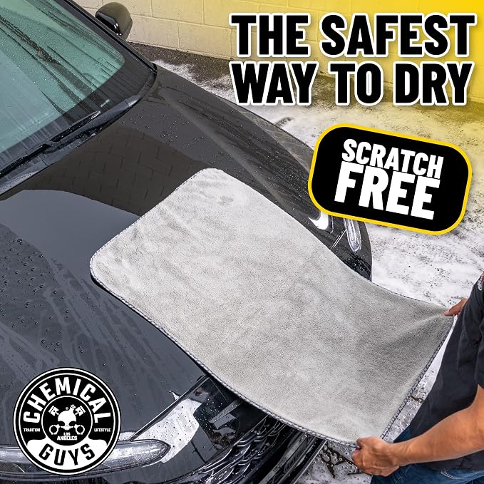 Chemical Guys Woolly Mammoth Large Microfiber Drying Towel - 36 x 25 Inch Gray, Ultra Plush Super Absorbent Car Drying Towel for Cars, Trucks, SUVs, Motorcycles, RVs, and Auto Detailing