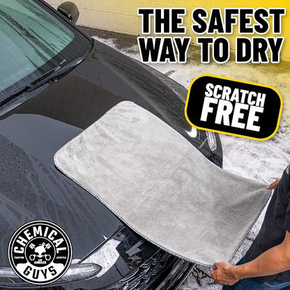 Chemical Guys Woolly Mammoth Large Microfiber Drying Towel - 36 x 25 Inch Gray, Ultra Plush Super Absorbent Car Drying Towel for Cars, Trucks, SUVs, Motorcycles, RVs, and Auto Detailing