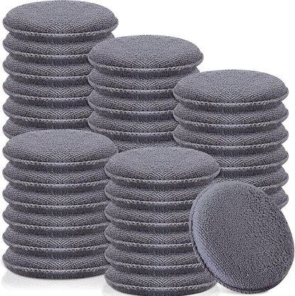 Tanlade 100 Pcs Car Detailing Microfiber Applicator Pad Wax Applicator Wash Microfiber Pads, 5 Inch Diameter (Grey)