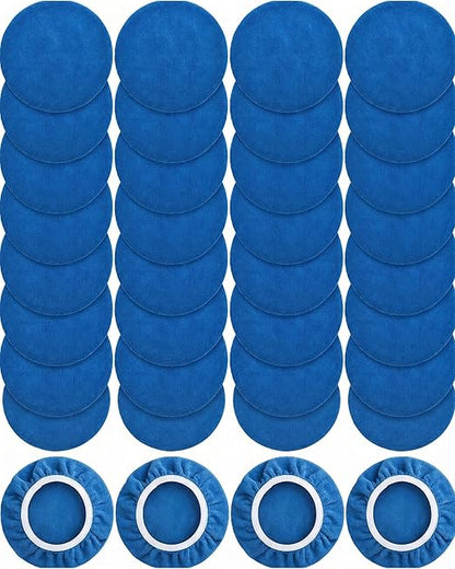 Tallew 40 Pcs 9 to 10 Inches Buffer Pads Bulk Car Polisher Bonnets Orbital Buffer Bonnets Microfiber Polishing Pad Car Wax Cover for Cleaning and Polishing (Dark Blue)