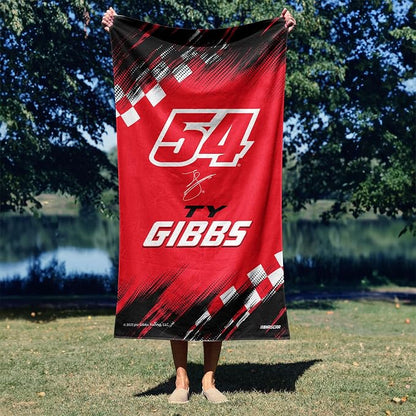 Northwest NASCAR Ty Gibbs Simple Speed Beach Towel, Cotton Blend Lightweight Bath, Pool Swim Travel Fan Gear, 30 x 60 Inch