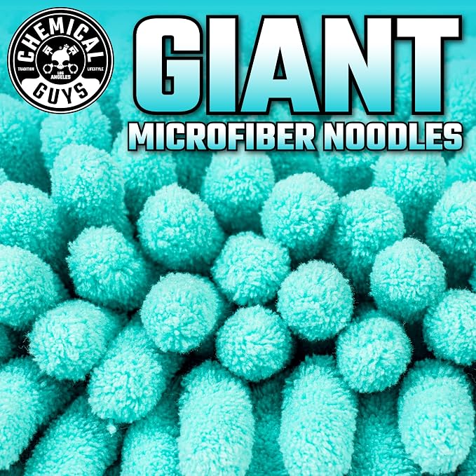 Chemical Guys MIC513 Big Noodle Chenille Microfiber Scratch Free Supersized Car Wash Mitt for Cars, Trucks, SUVs, RVs & More, Turquoise (11" x 12")