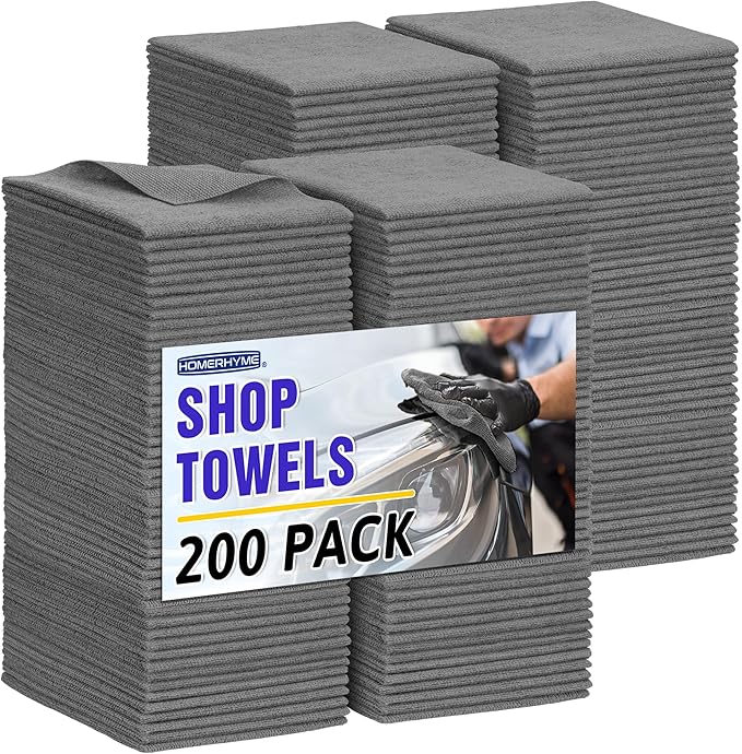 Microfiber Cleaning Cloth, 200 Pack Grey Cleaning Rags Microfiber Towel Bulk Absorbent Lint-Free Wash Cloths, All-Purpose Towels for Cars, Shop, Automotive, Garage, Home & Kitchen