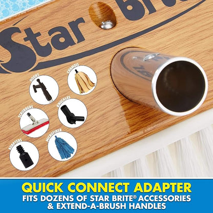 STAR BRITE 8" Premium Cleaning Brush – Synthetic Wood Block with High-Density Star Prene Fibers for Boat Decks, Docks & Tough Surfaces – Fits Extend-A-Brush Handles – Stiff Bristle, White (040172)