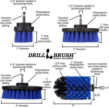Grout Cleaner Kit - Bathroom Drill Brush Attachment Set - Household Cleaning Supplies - Shower Cleaner - Tub Scrubber - Toilet Brush - Spotless Tiles - Power Scrubbing Nylon Bristles