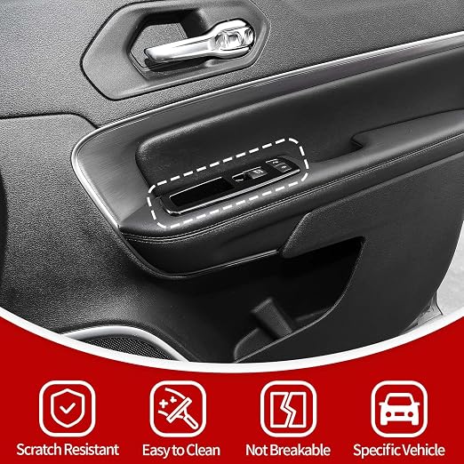 JeCar Window Lift Switch Button Trim Cover Kit Fit for Jeep Grand Cherokee 2011-2020 & Cherokee 2014-2020, Glossy Black