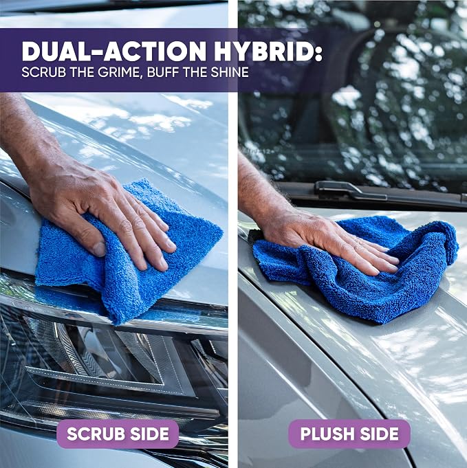 Microfiber Wholesale Pronto Cloths, Dual-Sided Microfiber Cleaning Towels, Soft Plush & Scrub Cloths for Dusting, Scrubbing, Kitchen, Windows & Car Detailing, Absorbent Bulk 300-Pack Blue