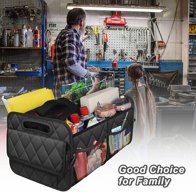 Deosk Car Trunk Organizer for SUV, Car Organizers and Storage with Reinforced Handles, Car Accessories for Women/Men 50LWaterproof Polyester Trunk Organizer, Black