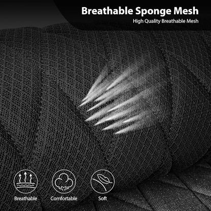 CAR PASS Thick Foam 3D Mesh Leather Car Seat Covers Full Set, Luxury Breathable Premuim Faux Leather Automotive Seat Covers, Airbag Compatible Universal Fit for Most Sedan Van Truck SUV, Pure Black