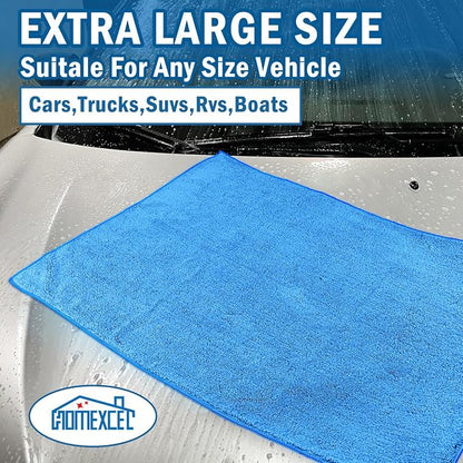HOMEXCEL Car Drying Towels, 2 Pack Professional Microfiber Towels for Cars, Scratch-Free, Highly Absorbent Drying Towel for Cars, SUVs, RVs, Trucks, and Boats, 31 x 24 inch, Blue