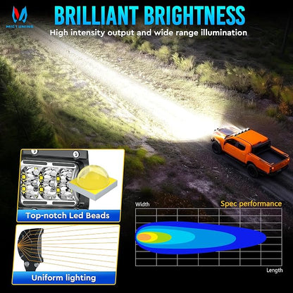 MICTUNING K1 LED Light Pods with Amber DRL 4 Inch, 36W Flood Off Road Lights Super Bright Driving Fog Light 1800LM IP68 Waterproof with Wire Harness for Trucks Motorcycle ATV UTV SUV Car Boat, Pair