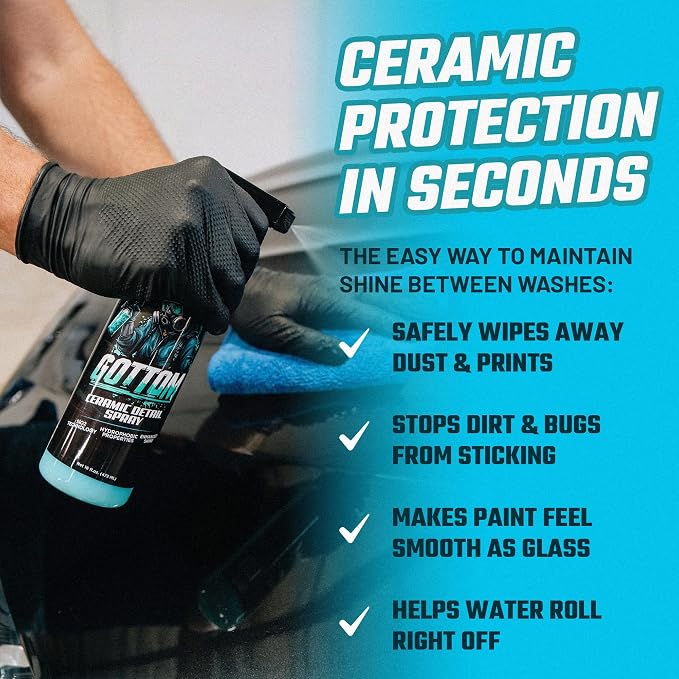 Gottom - Ceramic Detail Spray - 128 oz - SiO2 Hydrophobic Deep Shine Ultra Gloss Top Coat Detailer to Enhance, Extend & Protect - Scented with Midnight Ice