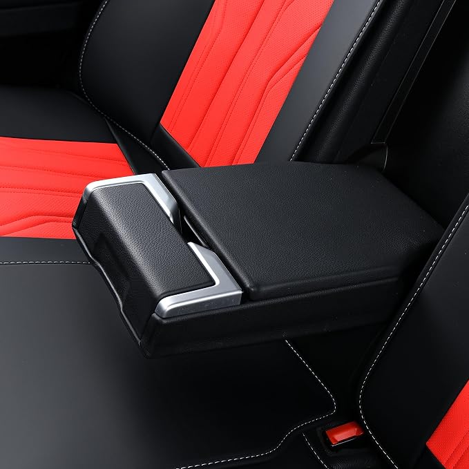FLORICH Seat Covers for Cars, Waterproof Seat Covers, Leather Car Seat Covers 2 Pack, Universal Seat Cushion Protector for Most Cars Trucks SUV-Black&Red