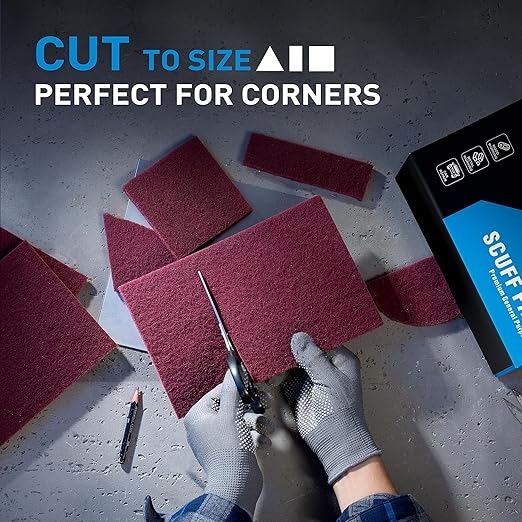 S SATC 6" x 9" Maroon General Purpose Scuff Pads,10 Pack Automotive Pads for Scuffing,Scouring,Sanding,Paint Primer Prep Adhesion Scratch for Automotive Restoration,Handicrafts