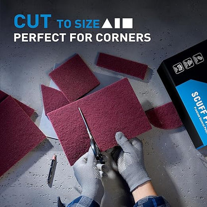 S SATC 6" x 9" Maroon General Purpose Scuff Pads,10 Pack Automotive Pads for Scuffing,Scouring,Sanding,Paint Primer Prep Adhesion Scratch for Automotive Restoration,Handicrafts