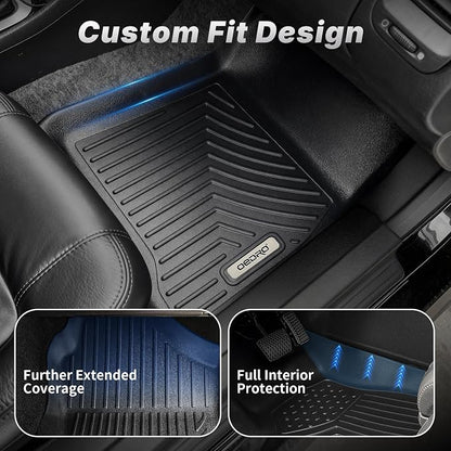 OEDRO Floor Mats Fit for 2019-2026 Chevy Silverado/GMC Sierra 1500 & 2020-2026 Silverado/Sierra 2500HD/3500HD Crew Cab TPE Floor Liner, No Rear Underseat Storage Box