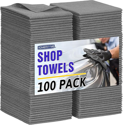 Microfiber Cleaning Cloth, 100 Pack Cleaning Rags Microfiber Towel Bulk Absorbent Lint-Free WashCloths, All-Purpose Towels for Cars, Shop, Automotive, Garage, Home Kitchen 11.5"*11.5", Grey