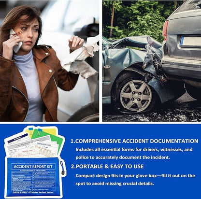 10 Pack Waterproof Vehicle Accident Report Kit Vinyl Pouch 6.9x9.3 inch Car Accident Kit Driver's Vehicle Inspection Report For Drivers Collect Organize and Report Vehicle Accident (10, Blue)