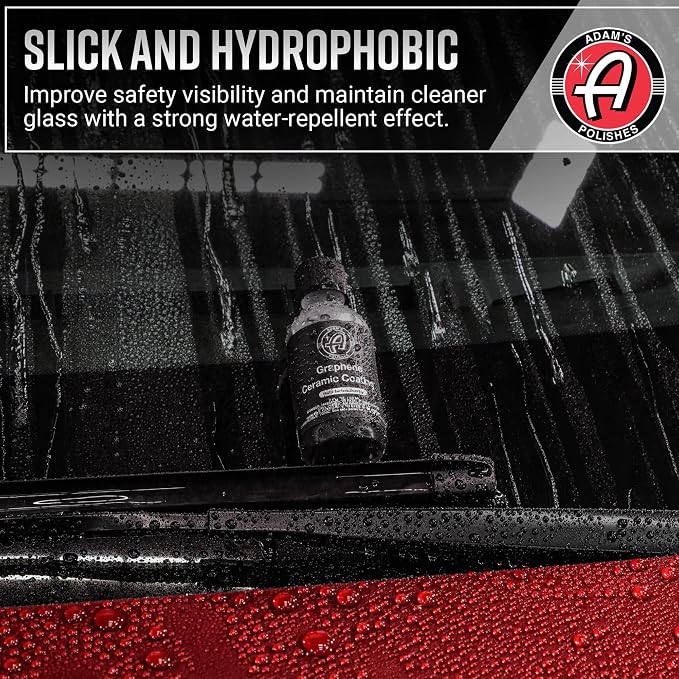 Adam's Polishes Graphene Glass Coating (30ml) - Advanced Rain Windshield Water Repellent for Cars, Shower Doors Mirrors and Other Glass Surfaces | Long Lasting Hydrophobic Graphene Ceramic Coating