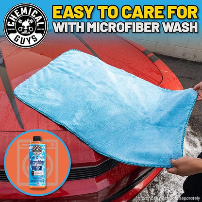 Chemical Guys Woolly Mammoth Large Microfiber Drying Towel - 36 x 25 Inch Blue, Ultra Plush Super Absorbent Car Drying Towel for Cars, Trucks, SUVs, Motorcycles, RVs, and Auto Detailing