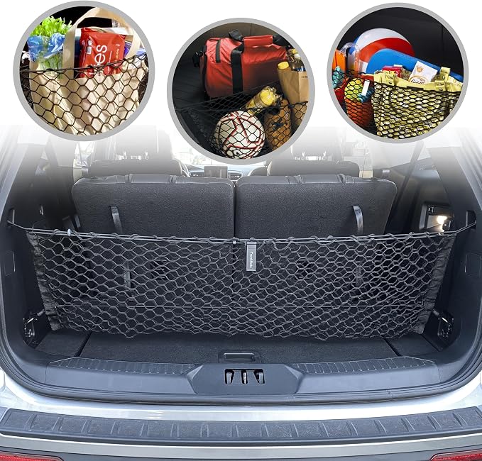 Envelope Style Trunk Mesh Cargo Net for Ford Explorer Base ST XLT 2020-2024 - Car Accessories - Premium Trunk Organizers and Storage - Cargo Net for SUV - Vehicle Carrier Organizer for Ford Explorer